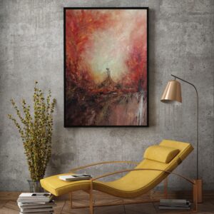 Wewnętrzny Żar 90x60 cm – strukturalny obraz akrylowy z kobiecą sylwetką